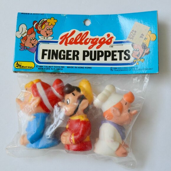 Other - 1984 Kellogg's Rice Krispies Snap Crackle Pop Finger Puppets NOS New Vintage